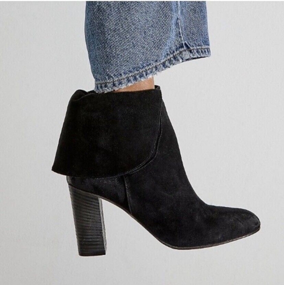 Free People Shoes - Free People Mila Women's Ankle Boots Heels Black Suede Fold Over EU 36 US 6